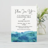 Blauw Groen Aqua Waterverf Modern Bruiloft 1b Kaart (Staand voorkant)