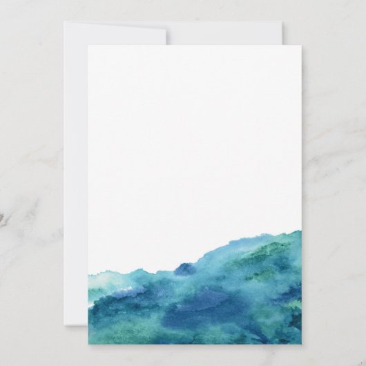 Blauw Groen Aqua Waterverf Modern Bruiloft 2 Kaart (Achterkant)