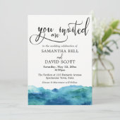 Blauw Groen Aqua Waterverf Modern Bruiloft 2b Kaart (Staand voorkant)