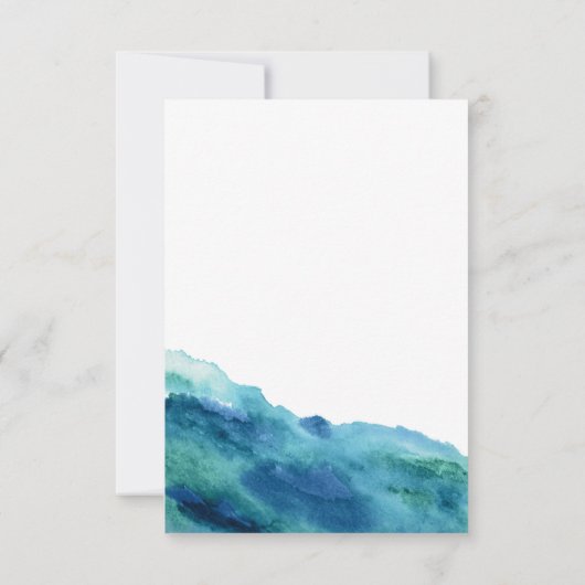 Blauw Groen Aqua Waterverf Modern Bruiloft RSVP 1 (Achterkant)