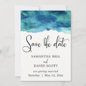 Blauw Groen Aqua Waterverf Modern Save the Date 1 (Voorkant)