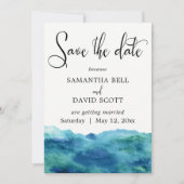 Blauw Groen Aqua Waterverf Modern Save the Date 1b Kaart (Voorkant)