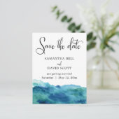 Blauw Groen Aqua Waterverf Modern Save the Date 2 Aankondigingskaart (Staand voorkant)