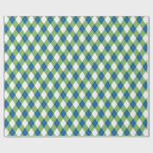 Blauw & Groen Argyle Diamantpatroon Cadeaupapier (Vlak)