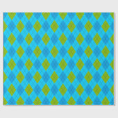 Blauw & Groen Argyle Golf Cadeaupapier (Vlak)