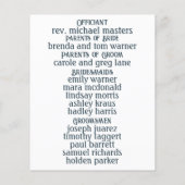 Blauw-groen Art Nouveau huwelijksprogramma (Achterkant)