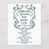 Blauw-groen Art Nouveau huwelijksprogramma (Voorkant)