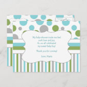 Blauw Groen Baby shower Dank u opmerking w/gedicht Briefkaart (Voorkant / Achterkant)