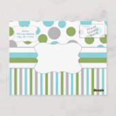 Blauw Groen Baby shower Dank u opmerking w/gedicht Briefkaart (Achterkant)