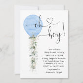 Blauw groen ballon Baby shower Kaart (Voorkant)