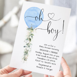 Blauw groen ballon Baby shower Kaart