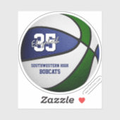 Blauw groen basketbal team kleuren gepersonaliseer sticker (Vel)