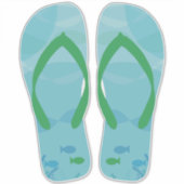 Blauw Groen Beachy Teenslippers Beach Sandalen Sticker (Voorkant)