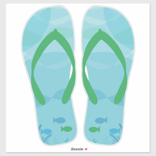 Blauw Groen Beachy Teenslippers Beach Sandalen Sticker (Vel)