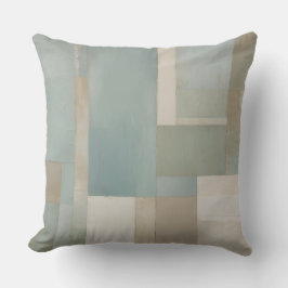 Blauw Groen Beige Tan Kleur Block Print Kussen