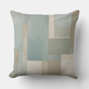 Blauw Groen Beige Tan Kleur Block Print Kussen