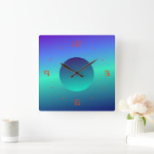 Blauw groen bewegingsverlicht ontwerp>wandklok vierkante klok (Huis)