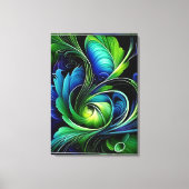 Blauw groen blad abstract canvas afdruk (Voorkant)