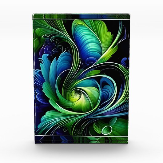 Blauw groen blad abstract fotoblokken (Voorkant)