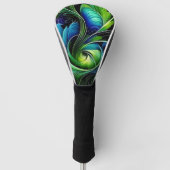 Blauw Groen blad abstract Golfheadcover (Voorkant)