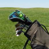 Blauw Groen blad abstract Golfheadcover (Insitu)