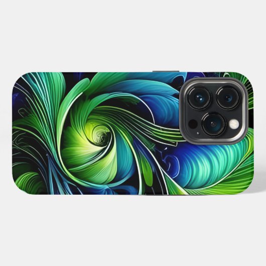 Blauw Groen blad abstract iPhone Hoesje (Achterkant horizontaal)