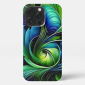 Blauw Groen blad abstract iPhone Hoesje (Achterkant)