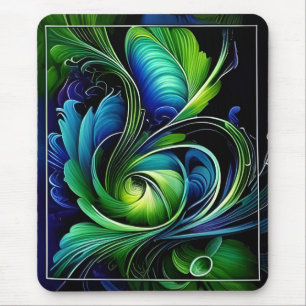 Blauw groen blad abstract muismat