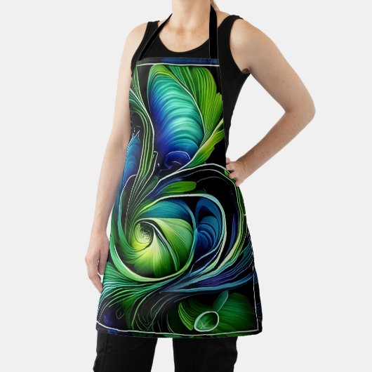 Blauw Groen Blad abstract Schort (Insitu)