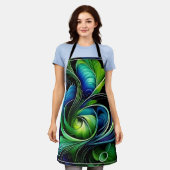 Blauw Groen Blad abstract Schort (Gedragen)