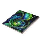 Blauw Groen Blad abstract Tegeltje (Zijkant)