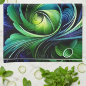 Blauw Groen Blad abstract Theedoek (Gevouwen)