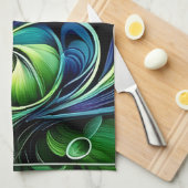 Blauw Groen Blad abstract Theedoek (Quarter Fold)