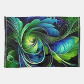Blauw Groen Blad abstract Theedoek (Horizontaal)