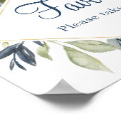 Blauw groen blad goud gebladerte Favor teken Poster (Hoek)