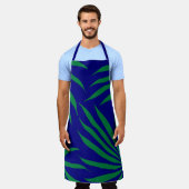 Blauw Groen Blad Tribal Patroon Afrika Patroon Schort (Gedragen)