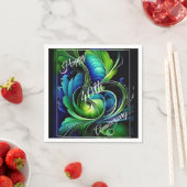 Blauw Groen Bladgroen abstract Gelukkig Jubileum Servet (Insitu)