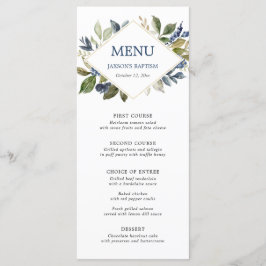 Blauw groen bladgroen goud geometrisch menu