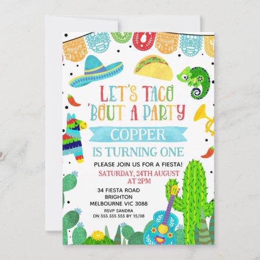 Blauw Groen Blauw 'Over een Feest Fiesta 1e Verjaa Kaart (Voorkant)