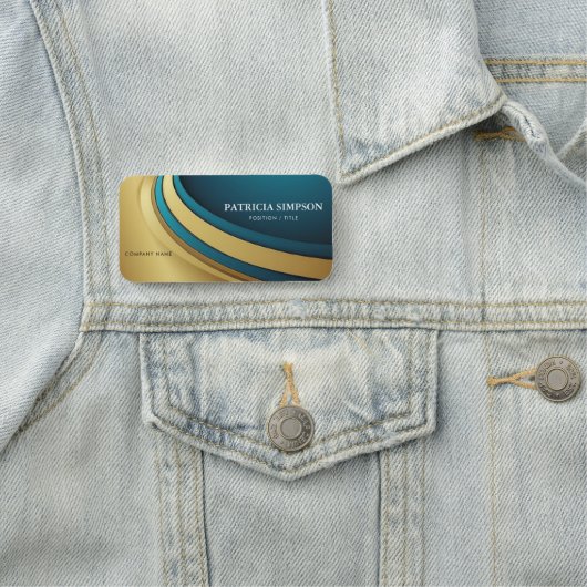 Blauw groen Blauwgroen en gouden grafische element Naamplaatje (In situ)