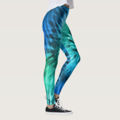 Blauw Groen & Blauwgroen Psychedelic Starburst Tie Leggings (Rechts)