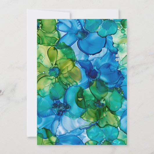 Blauw Groen Blauwgroen Waterverf 80ste Verjaardag Kaart (Achterkant)