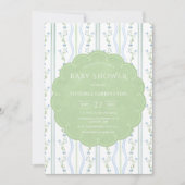 Blauw & Groen Bloemen Baby shower Kaart (Voorkant)