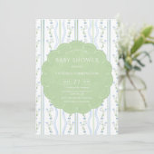 Blauw & Groen Bloemen  Baby shower Kaart (Staand voorkant)
