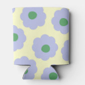 Blauw Groen Bloemen Elegante Retro Drink Blikjeskoeler (Achterkant)