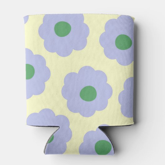 Blauw Groen Bloemen Elegante Retro Drink Blikjeskoeler (Achterkant)