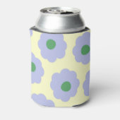 Blauw Groen Bloemen Elegante Retro Drink Blikjeskoeler (Blikje Achterkant)