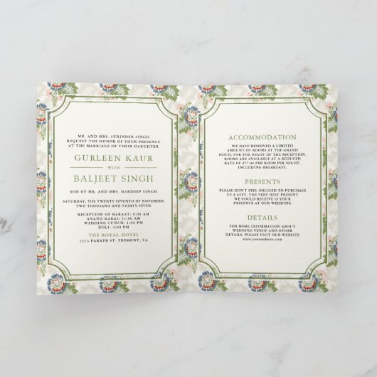 Blauw Groen Bloemen Ivoor Alles in Een Sikh Huweli (Binnen)