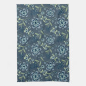 Blauw Groen Bloemen Patroon Leuke Chique Naam Theedoek (Verticaal)
