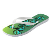Blauw Groen Bloemen Retro Teenslippers (Schuin)